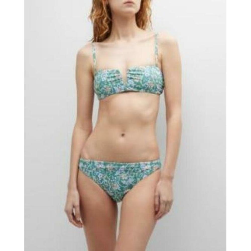 Veronica Beard Marau Floral-Striped Bikini Bottom Dark Seafoam Multicolor XL